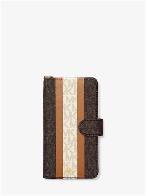 michael kors bag fits iphone xs max|Logo Stripe Wristlet Folio Case For iPhone XS Max .